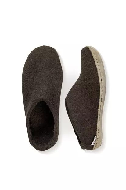 Glerups huopatossut nahkapohjalla matala kanta - Huopatossut - 0211 - 1